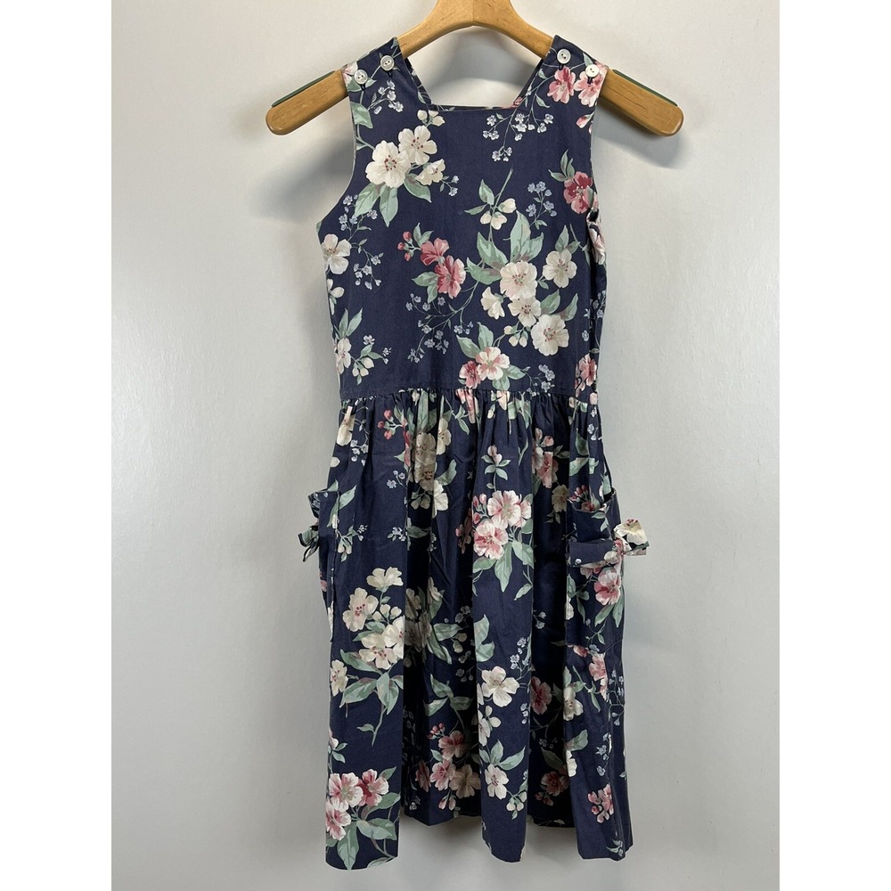 Vintage Handmade Girls Floral Dress Sz 12 14 Large VGUC Cottagecore Pockets